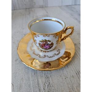 Bavaria 24 karat gold coffee tea cup plate mug set saucer vintage